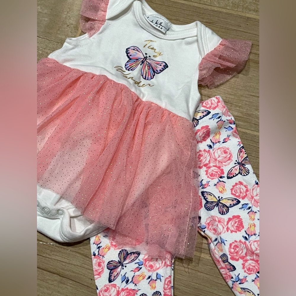 Nicole Miller Baby Girl Butterfly Ruffle Outfit